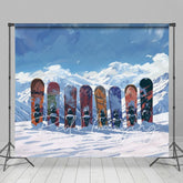Aperturee - Aperturee Winter Mountain Snow Boards Sport Photo Backdrop